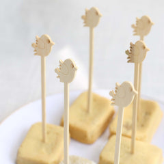 100-Pack Bamboo Cocktail Sticks Bird Design Eco Friendly Natural - Biodegradable Fruit Appetizer Party Picks 5"