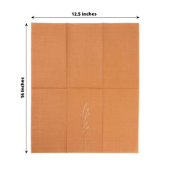 50-Pack Paper Dinner Napkins Terracotta (Rust) with Gold Embossed Leaf - Stylish 2-Ply Disposable Napkins for Weddings 18GSM