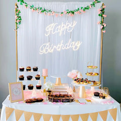 32" Happy Birthday Neon Light Sign, LED Reusable Wall Décor Lights With 5ft Hanging Chain