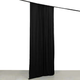 Black 4-Way Stretch Spandex Event Curtain Drapes, Wrinkle Free Backdrop Event Panel with Rod Pockets - 5ftx10ft