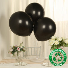 10 Pack Black Biodegradable Balloons, 18" Thickened Extra Strong Eco-friendly Latex Helium Party Balloons