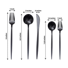 50-Pack Plastic Utensil Set Black - Premium Disposable Heavy Duty Sleek Flatware for Events