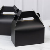 25 Pack Candy Gift Tote Gable Boxes, Matte Black Party Favor Treat Boxes - 6"x3.5"x7"