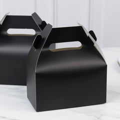 25 Pack Candy Gift Tote Gable Boxes, Matte Black Party Favor Treat Boxes - 6"x3.5"x7"