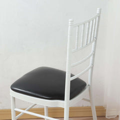 5 Pack PU Leather 1.5" Thick Seat Pads with Wood Backing for Chiavari Chairs Black - Memory Foam Tie-Less Non-Slip Design 16"