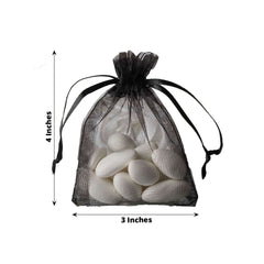 10 Pack 3"x4" Black Organza Drawstring Wedding Party Favor Gift Bags - Clearance SALE