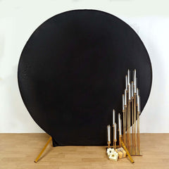 7.5ft Black Round Spandex Fit Party Backdrop Stand Cover