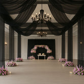 Black Sheer Backdrop Drape – 5ftx32ft Wedding Arch & Ceiling Decor Panel, Wrinkle Free with Soft Shimmer