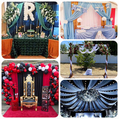 Black 4-Way Stretch Spandex Event Curtain Drapes, Wrinkle Free Backdrop Event Panel with Rod Pockets - 5ftx14ft