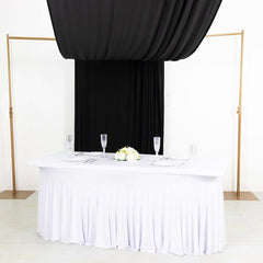 Black 4-Way Stretch Spandex Event Curtain Drapes, Wrinkle Free Backdrop Event Panel with Rod Pockets - 5ftx18ft