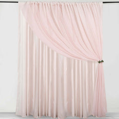 Blush Chiffon Polyester Event Curtain Drapes, Dual Layer Divider Backdrop Curtain Panels with Rod Pockets - 10ftx10ft