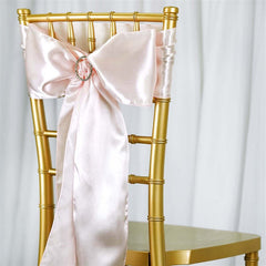 5 Pack Satin Chair Sashes Blush - Durable Chair Bows with Shiny Finish 6"x106"
