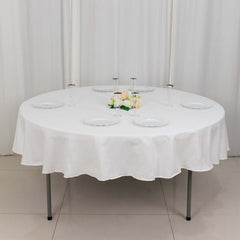 100% Cotton 90" Round Tablecloth White Linen - Sophisticated, Soft & Breathable Table Cover