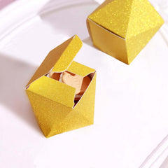 25 Pack 2"x3" Geometric Gold Glitter Wedding Favor Candy Gift Boxes