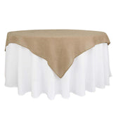 Burlap 72"x72" Faux Jute Table Overlay Square Tablecloth Natural - Boho Chic Design for Vintage Celebrations