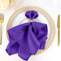 5 Pack Polyester 20"x20" Napkins Purple - Wrinkle Resistant & Easy Care Cloth Napkins
