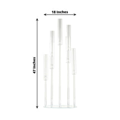 7-Arm Clear Crystal Cluster Candelabra with Hurricane Shades - Stylish Wedding Aisle Table Centerpiece 47"
