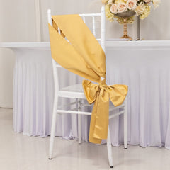 5 Pack Lamour Satin 6"x106" Chair Sashes Champagne - Stylish Reusable Decorative Bows