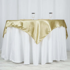 Satin 60"x60" Table Overlay Square Tablecloth Champagne - Smooth Silky Touch Table Cover