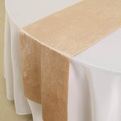 Premium Velvet 12"x108" Table Runner Champagne - Sheen Finish Reusable Table Decor