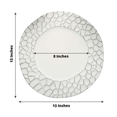 6-Pack Round Charger Plates 13" in White with Hammered Rim, Matte Finish Modern Dinner Charger Tableware