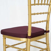 Chiavari Chair Cushion with 1.5" Thick Memory Foam and Ties Burgundy - Stylish Removable Cover for Comfort