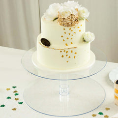 2-Tier Acrylic Round Cake Stand Set Clear - Chic Versatile Cupcake Holder Dessert Display Pedestal for Wedding Buffet & Catering Displays 18"