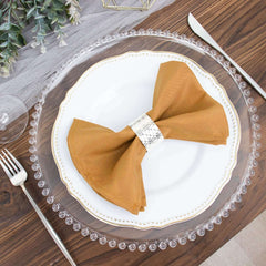 5 Pack Polyester 17"x17" Napkins Gold - Durable & Wrinkle Resistant Dinner Napkins for Everyday Dining & Events