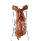 Chiffon Chair Sash with Curly Design Terracotta (Rust) - Stylish Chair Decorations