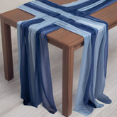 20-Pack 9ft Sheer Table Runners – Navy Blue/Dusty Blue Shimmer Sheer Drapes, Wrinkle-Free