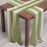 20-Pack 9ft Sheer Table Runners – Dusty Sage Green/Beige Shimmer Sheer Drapes, Wrinkle-Free
