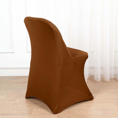 Stretch Spandex Chair Cover Cinnamon Brown for Folding Chairs - Reusable & Wrinkle-Resistant 160GSM Fitted Slipcover