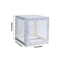 2 Pack 12" Iridescent Clear Baby Shower Party Decoration Boxes, Transparent DIY Balloon Boxes