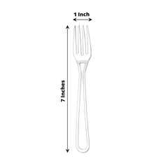 24-Pack Plastic Forks with Modern Hollow Handle Design Silver - Stylish Disposable Utensils 7"