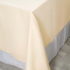 Polyester Square 90"x90" Tablecloth Beige - Wrinkle-Resistant & Durable Table Cover