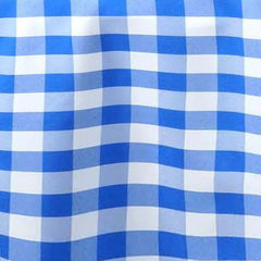 Polyester 108" Round Tablecloth White/Blue - Checkered Buffalo Plaid Table Cover
