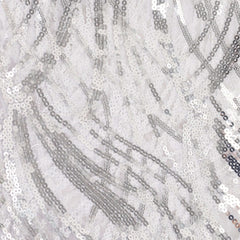 Sequin Mesh 20"x20" Napkin SIlver - Wave Embroidered Reusable Napkin