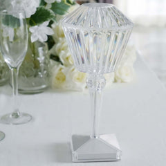 LED Acrylic Table Lamp Prism Design Color Changing - Rechargeable Cordless Touch Control Accent Light 10"
