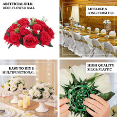 2 Pack Royal Blue Silk 15-Head Rose Flower Balls For Centerpieces - 10", Artificial Kissing Ball Floral Arrangements