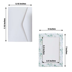 25-Pack Thank You Cards White Green Eucalyptus Leaves Design with Envelopes - Picture Insert Invitation Cards for Parties & Milestones 3.5"x5.5"