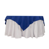 Cotton Blend 70"x70" Table Overlay Square Tablecloth Royal Blue - Wrinkle-Resistant Fabric Table Topper