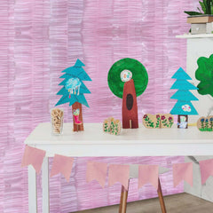 3 Pack 28ft Blush Ruffled Paper Streamer Rolls, Crepe Tissue Party Decorations