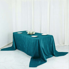 Taffeta 90"x156" Rectangle Tablecloth Teal - Accordion Crinkle Seamless Table Cover