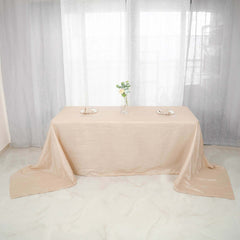 Taffeta 90"x156" Rectangle Tablecloth Beige - Accordion Crinkle Seamless Table Cover