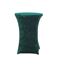 Crushed Velvet Spandex 30" Round Cocktail Table Cover Hunter Emerald Green Smooth Highboy Tablecloth