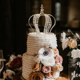 Crystal-Bead Royal Crown Cake Topper Metallic Gold - Themed Baby Showers Cakes & Event Centerpieces 16"