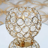 Crystal Beaded Metal Votive Tealight Holder Round Gold - Chic Multipurpose Table Vase for Events 4"