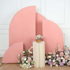 Set of 4 Matte Dusty Rose Spandex Half Moon Chiara Backdrop Stand Covers, Custom Fitted Wedding Arch Covers - 2.5ft,5ft,6ft,7ft