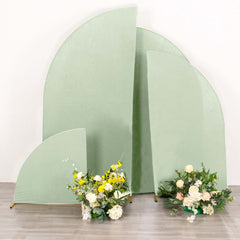 Set of 4 Matte Sage Green Spandex Half Moon Chiara Backdrop Stand Covers, Custom Fitted Wedding Arch Covers - 2.5ft,5ft,6ft,7ft
