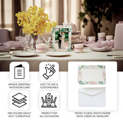 25-Pack Thank You Cards White Pink Peony Floral Design with Envelopes - Picture Insert Invitation Cards for Parties & Milestones 3.5"x5.5"